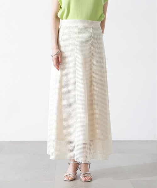 N.（N. Natural Beauty Basic）（エヌエヌナチュラルビューティーベーシック）の「◆メッシュパネルスカート（スカート・レディース・ホワイト/ブラック・MEDIUM）」の9枚目の写真