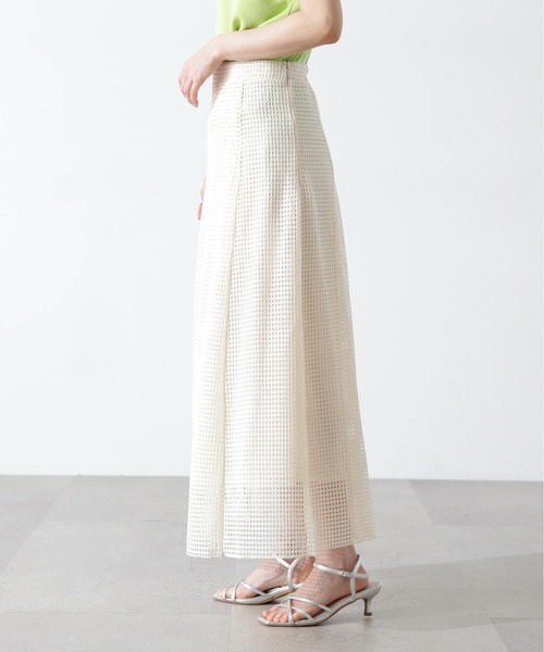 N.（N. Natural Beauty Basic）（エヌエヌナチュラルビューティーベーシック）の「◆メッシュパネルスカート（スカート・レディース・ホワイト/ブラック・MEDIUM）」の10枚目の写真