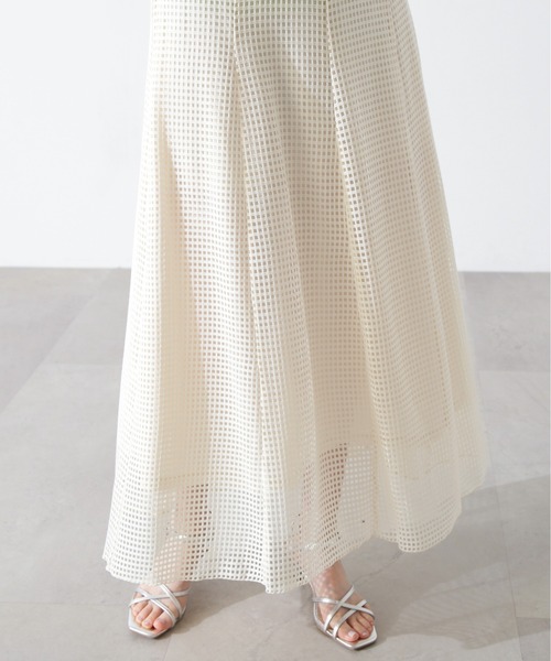 N.（N. Natural Beauty Basic）（エヌエヌナチュラルビューティーベーシック）の「◆メッシュパネルスカート（スカート・レディース・ホワイト/ブラック・MEDIUM）」の15枚目の写真