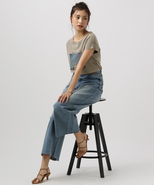 BAYFLOW（ベイフロー）の「フェードシルケットフォトＴ（Tシャツ/カットソー・レディース・ライトブルー/モカ/オフホワイト・FREE）」の6枚目の写真