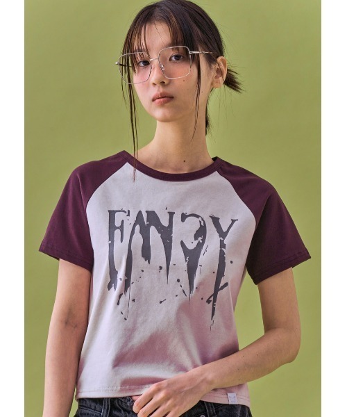 FANCY CLUB（ファンシークラブ）の「A'GEM/9 × .kom 『 FANCY CLUB/ファンシークラブ』 SPOOKY RAGLAN TEE/ラグラン 半袖カットソー（Tシャツ/カットソー・レディース・ピンク/グレー・FREE）」の5枚目の写真