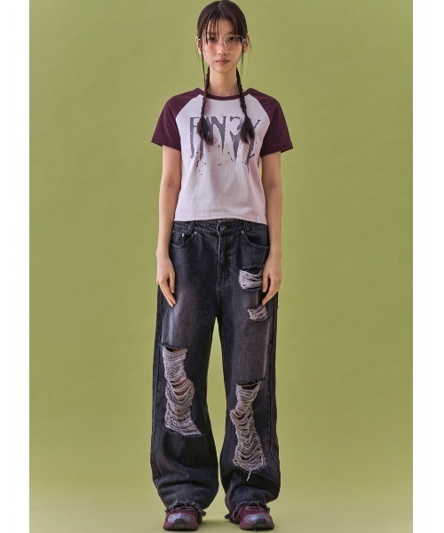 FANCY CLUB（ファンシークラブ）の「A'GEM/9 × .kom 『 FANCY CLUB/ファンシークラブ』 SPOOKY RAGLAN TEE/ラグラン 半袖カットソー（Tシャツ/カットソー・レディース・ピンク/グレー・FREE）」の22枚目の写真