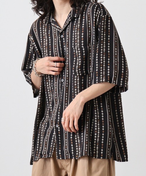 【セール】ATU レトロプリントオープン半袖シャツ（シャツ/ブラウス）｜FUNALIVE（ファンアライブ）