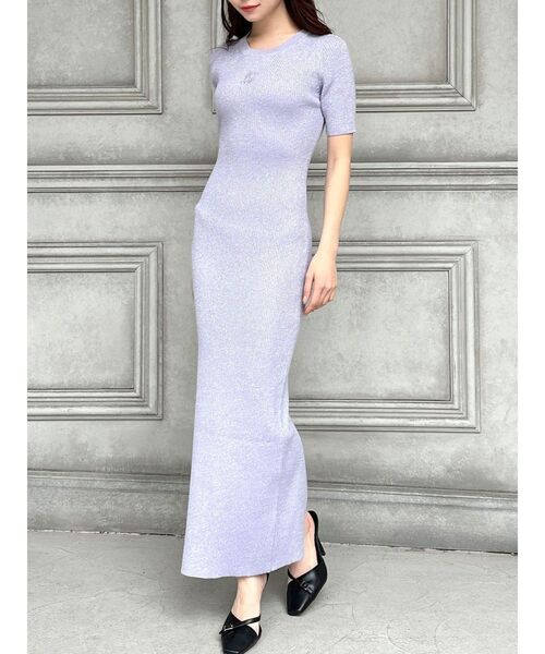 RESEXXY(リゼクシー)の「エンブロイダリーラメニットワンピース(ワンピース・レディース・ブラック/ベージュ/ラベンダー/グリーン・SMALL/MEDIUM)」の1枚目の写真