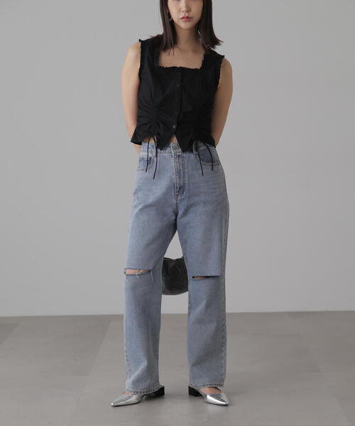 FREE'S MART(フリーズマート)の「◆ドロストノースリーブブラウス(シャツ/ブラウス・レディース・ホワイト/ブラック/ブルー・FREE)」の18枚目の写真