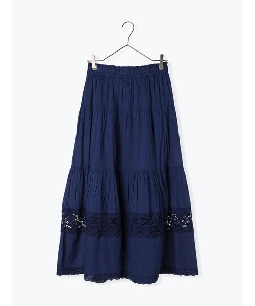 TSUHARU by Samansa Mos2（ツハルバイサマンサモスモス）の「レース切替ティアードスカート（スカート・レディース・ブラック/ブルー/オフホワイト・F）」の4枚目の写真