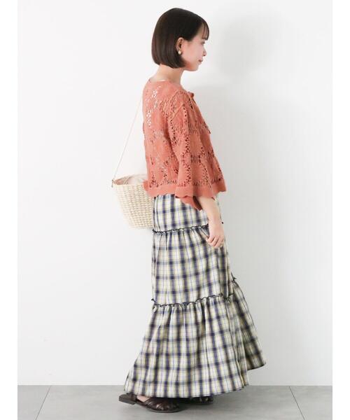 ehka sopo（エヘカソポ）の「かぎ針編み風カーディガン（カーディガン/ボレロ・レディース・オレンジ/キナリ/ブラック・F）」の7枚目の写真