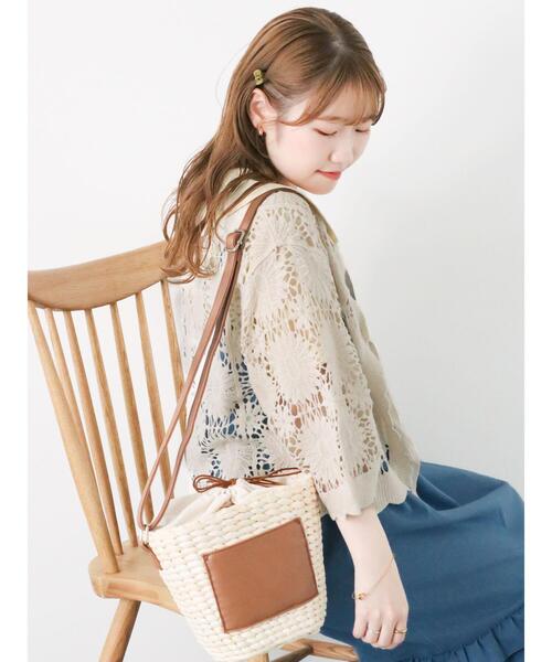 ehka sopo（エヘカソポ）の「かぎ針編み風カーディガン（カーディガン/ボレロ・レディース・オレンジ/キナリ/ブラック・F）」の9枚目の写真