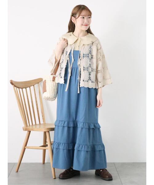 ehka sopo（エヘカソポ）の「かぎ針編み風カーディガン（カーディガン/ボレロ・レディース・オレンジ/キナリ/ブラック・F）」の11枚目の写真