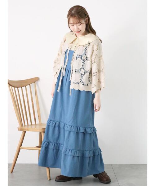 ehka sopo（エヘカソポ）の「かぎ針編み風カーディガン（カーディガン/ボレロ・レディース・オレンジ/キナリ/ブラック・F）」の13枚目の写真