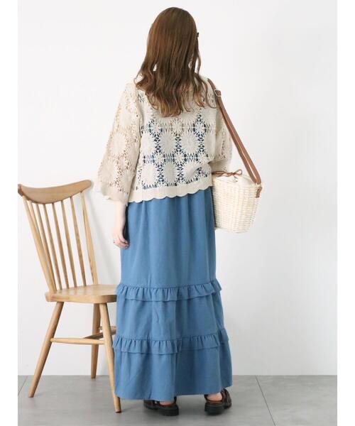 ehka sopo（エヘカソポ）の「かぎ針編み風カーディガン（カーディガン/ボレロ・レディース・オレンジ/キナリ/ブラック・F）」の14枚目の写真