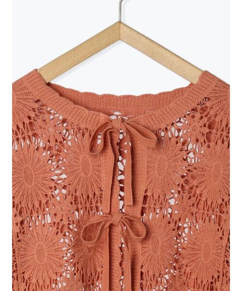 ehka sopo（エヘカソポ）の「かぎ針編み風カーディガン（カーディガン/ボレロ・レディース・オレンジ/キナリ/ブラック・F）」の19枚目の写真