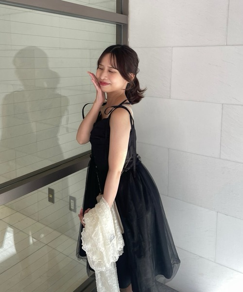ミュゲ　muguet　ワンピース　チュニック　フリル　ブラウス　黒　BLACK MISCH MASCH ワンピース 2024秋冬新作フリルブラウスミニ