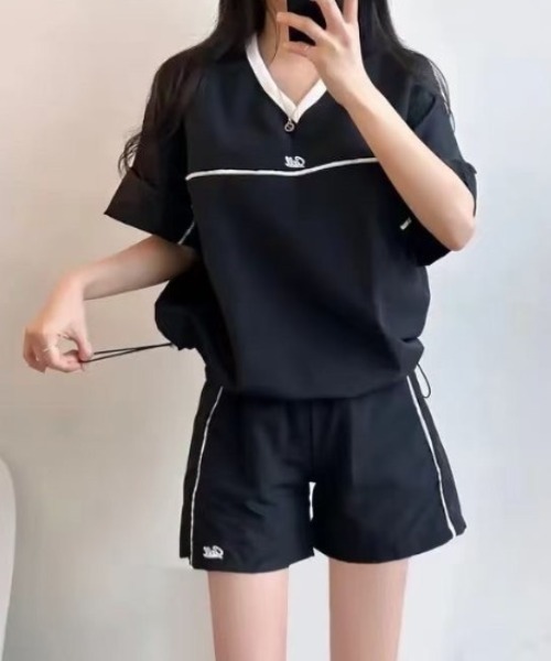 B.R.U（ブル）の「Callワンポイントセットアップ（Tシャツ/カットソー・レディース・ブラック/ネイビー/カーキ・FREE）」の4枚目の写真