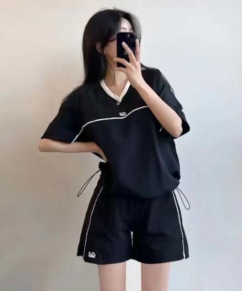 B.R.U（ブル）の「Callワンポイントセットアップ（Tシャツ/カットソー・レディース・ブラック/ネイビー/カーキ・FREE）」の5枚目の写真