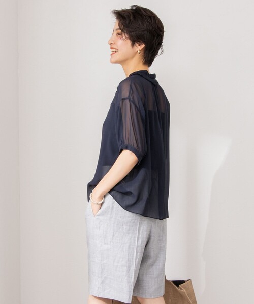 楊柳プリーツ　シルクブラウス NOLLEY'S（ノーリーズ）の「楊柳シルク衿プリーツブラウス