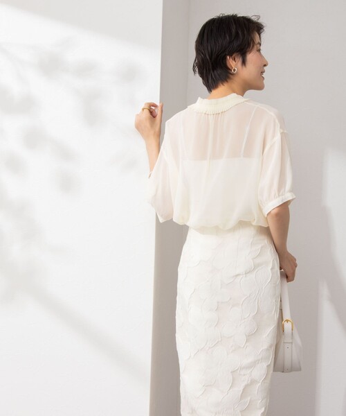 楊柳プリーツ　シルクブラウス NOLLEY'S（ノーリーズ）の「楊柳シルク衿プリーツブラウス