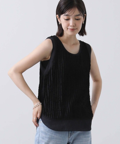 Gready Brilliant（グレディブリリアン）の「フリルドッキングタンク（タンクトップ・レディース・ブラック/オフホワイト・FREE）」の2枚目の写真