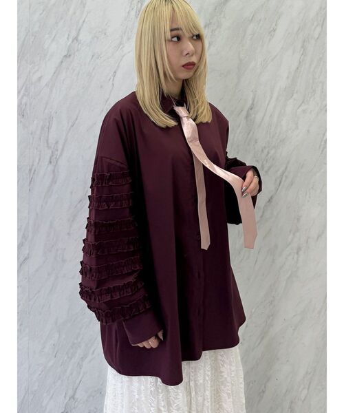jouetie(ジュエティ)の「スリーブフリルルーズタイシャツ【セットアイテム】(シャツ/ブラウス・レディース・ネイビー/オフホワイト/ボルドー・MEDIUM)」の15枚目の写真