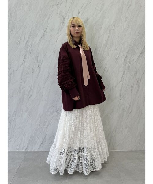 jouetie(ジュエティ)の「スリーブフリルルーズタイシャツ【セットアイテム】(シャツ/ブラウス・レディース・ネイビー/オフホワイト/ボルドー・MEDIUM)」の17枚目の写真
