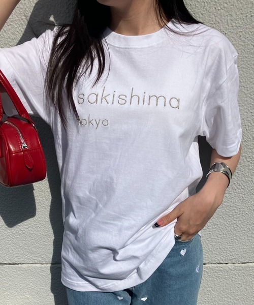 sakishimatokyo(サキシマトーキョー)の「sakishimatokyo 立体ロゴ刺繍Tシャツ/カットソー/半袖(Tシャツ/カットソー・レディース・杢グレー/シルバー/ホワイト/ブラック・FREE)」の4枚目の写真