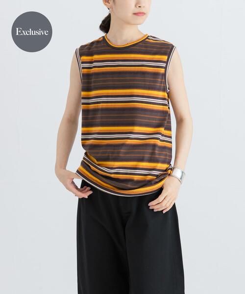 MIXTA（ミクスタ）の「『別注』SOBLANTE by MIXTA×UR　MULTI BORDER NO SLEEVE（Tシャツ/カットソー・レディース・ベージュ系その他/ブラック系その他/ブラウン系その他/レッド系その他・SMALL）」の2枚目の写真