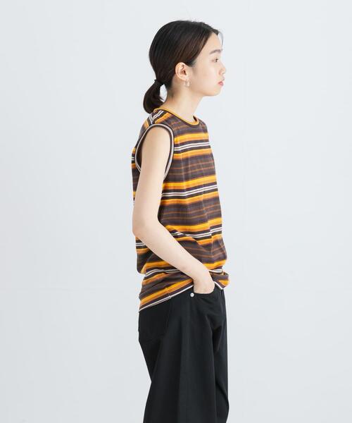 MIXTA（ミクスタ）の「『別注』SOBLANTE by MIXTA×UR　MULTI BORDER NO SLEEVE（Tシャツ/カットソー・レディース・ベージュ系その他/ブラック系その他/ブラウン系その他/レッド系その他・SMALL）」の5枚目の写真