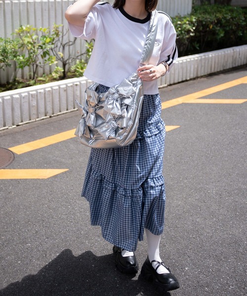 WEGO(ウィゴー)の「WEGO/リボンデザインBIGショルダー(ショルダーバッグ・レディース・シルバー/ブラック・FREE)」の13枚目の写真