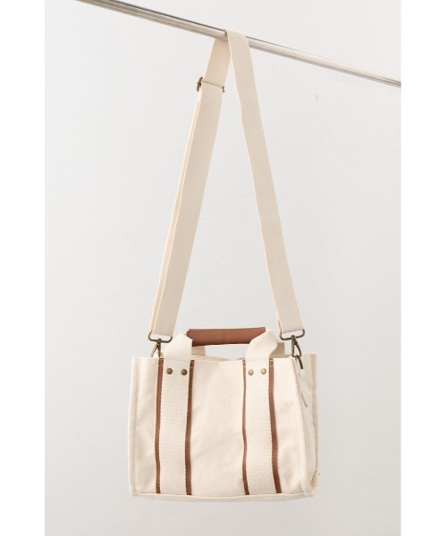 AZUL by moussy（アズールバイマウジー）の「キャンバスミニトートバッグ（トートバッグ・レディース・ライトベージュ/ブラック・FREE）」の3枚目の写真