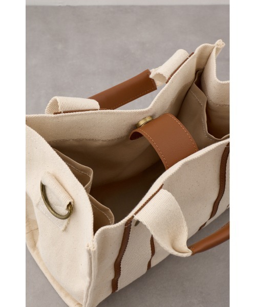 AZUL by moussy（アズールバイマウジー）の「キャンバスミニトートバッグ（トートバッグ・レディース・ライトベージュ/ブラック・FREE）」の7枚目の写真