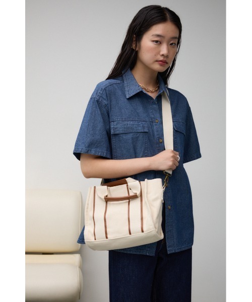 AZUL by moussy（アズールバイマウジー）の「キャンバスミニトートバッグ（トートバッグ・レディース・ライトベージュ/ブラック・FREE）」の10枚目の写真
