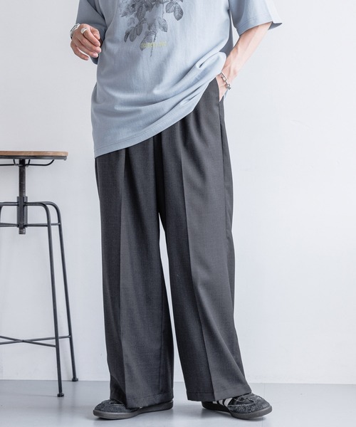 セール】TWドレープワイドストレートスラックス（スラックス