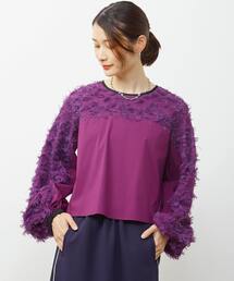 スタイルブロック STYLEBLOCK フリンジジャガードビッグシャツ （パープル） フリンジジャガードビッグシャツ | レディース,トップス,シャツ
