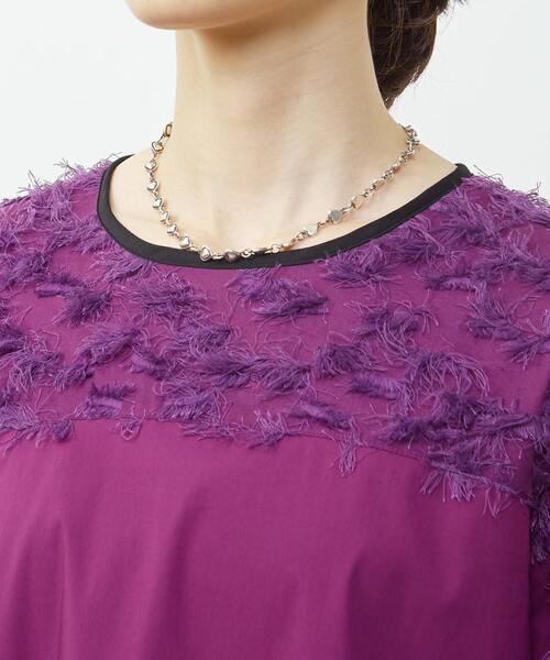 SOFFITTO（ソフィット）の「異素材使いカットジャガードブラウス（シャツ/ブラウス・レディース・パープル/ブラック/ホワイト・FREE）」の22枚目の写真