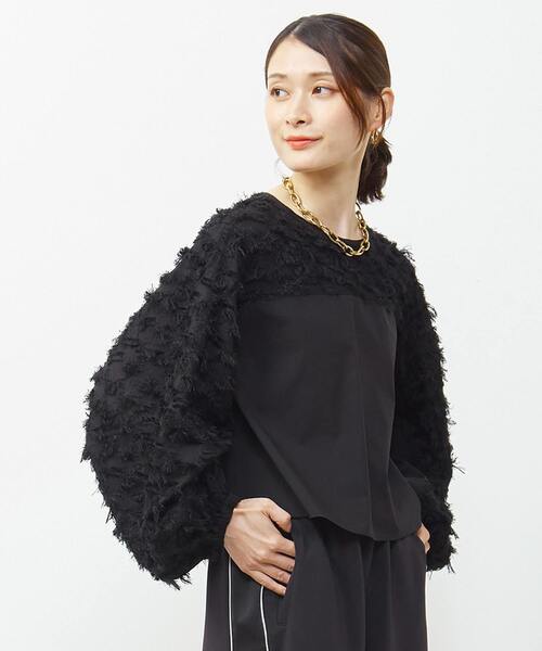 SOFFITTO（ソフィット）の「異素材使いカットジャガードブラウス（シャツ/ブラウス・レディース・パープル/ブラック/ホワイト・FREE）」の19枚目の写真