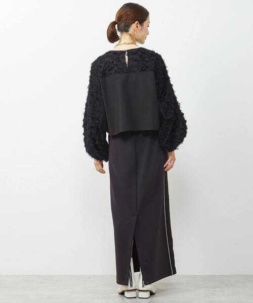 SOFFITTO（ソフィット）の「異素材使いカットジャガードブラウス（シャツ/ブラウス・レディース・パープル/ブラック/ホワイト・FREE）」の12枚目の写真