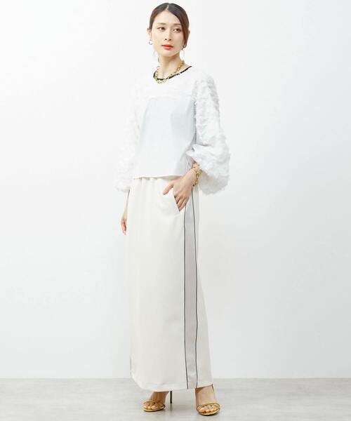 SOFFITTO（ソフィット）の「異素材使いカットジャガードブラウス（シャツ/ブラウス・レディース・パープル/ブラック/ホワイト・FREE）」の8枚目の写真