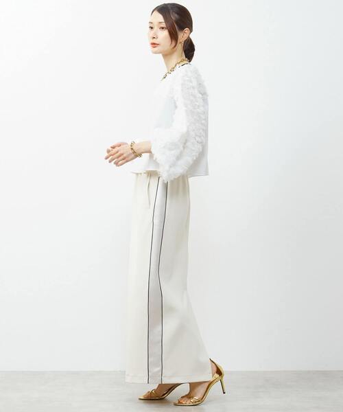 SOFFITTO（ソフィット）の「異素材使いカットジャガードブラウス（シャツ/ブラウス・レディース・パープル/ブラック/ホワイト・FREE）」の7枚目の写真