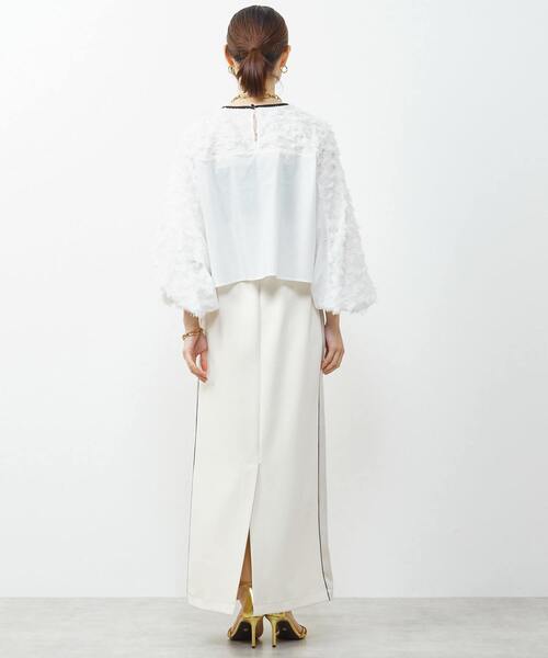 SOFFITTO（ソフィット）の「異素材使いカットジャガードブラウス（シャツ/ブラウス・レディース・パープル/ブラック/ホワイト・FREE）」の5枚目の写真