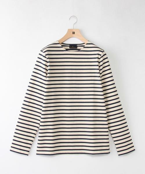 Le Minor（ルミノア）の「Le minor: ボートネック ボーダー カットソー（Tシャツ/カットソー・メンズ・ナチュラル/レッド/オリーブ/ネイビー・MEDIUM/X-LARGE/LARGE）」の2枚目の写真