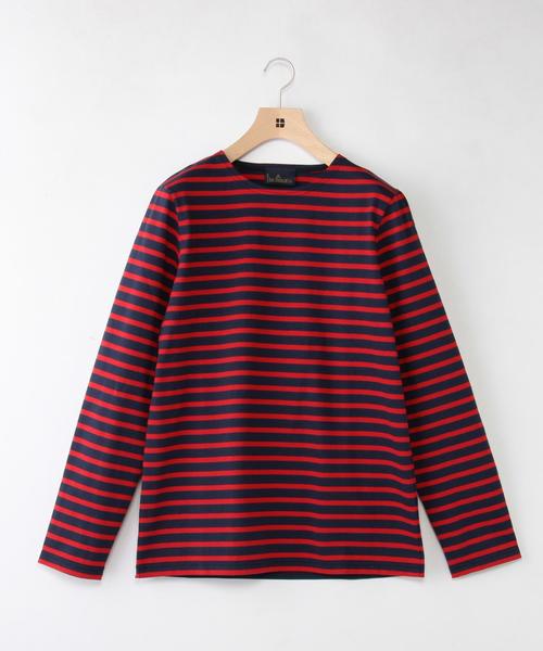 Le Minor（ルミノア）の「Le minor: ボートネック ボーダー カットソー（Tシャツ/カットソー・メンズ・ナチュラル/レッド/オリーブ/ネイビー・MEDIUM/X-LARGE/LARGE）」の4枚目の写真