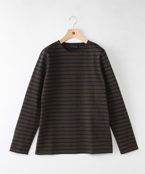 Le Minor（ルミノア）の「Le minor: ボートネック ボーダー カットソー（Tシャツ/カットソー・メンズ・ナチュラル/レッド/オリーブ/ネイビー・MEDIUM/X-LARGE/LARGE）」の3枚目の写真