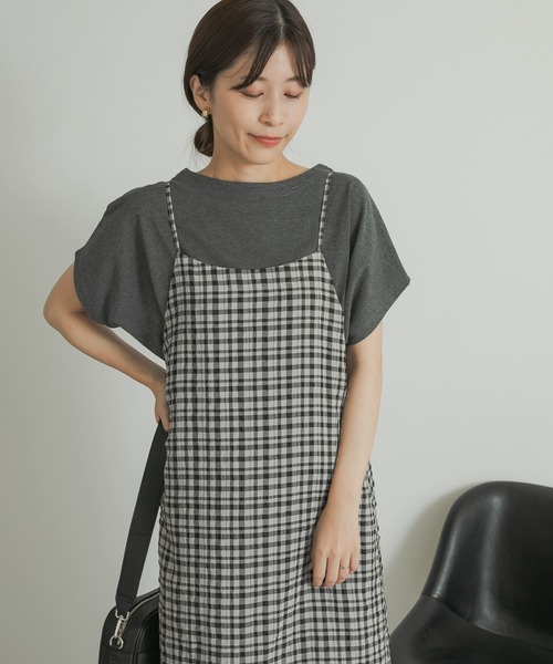 URBAN RESEARCH DOORS（アーバンリサーチドアーズ）の「チェック裾フレアキャミワンピース（ワンピース・レディース・ブラック系その他/ブルー系その他・MEDIUM）」の3枚目の写真