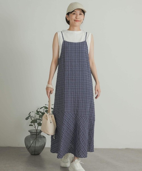 URBAN RESEARCH DOORS（アーバンリサーチドアーズ）の「チェック裾フレアキャミワンピース（ワンピース・レディース・ブラック系その他/ブルー系その他・MEDIUM）」の22枚目の写真