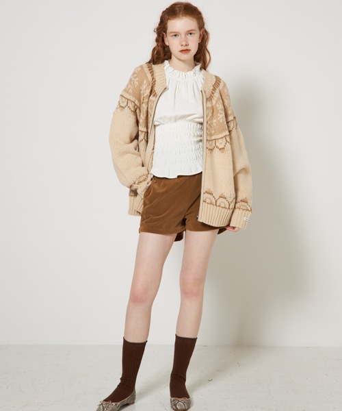 RUBY AND YOU（ルビーアンドユー）の「エンブロイダリーハイウエストショーツ（その他パンツ・レディース・ベージュ/ブラック・FREE）」の9枚目の写真