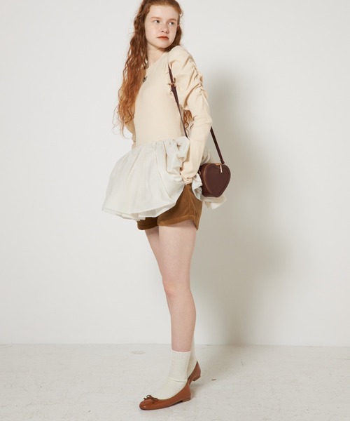 RUBY AND YOU（ルビーアンドユー）の「エンブロイダリーハイウエストショーツ（その他パンツ・レディース・ベージュ/ブラック・FREE）」の14枚目の写真