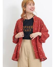 Samansa Mos2 | 小花総刺繍バンドカラーブラウス(シャツ/ブラウス)