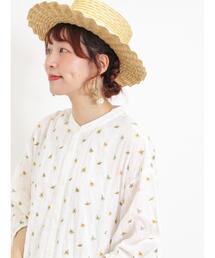 Samansa Mos2 | 小花総刺繍バンドカラーブラウス(シャツ/ブラウス)