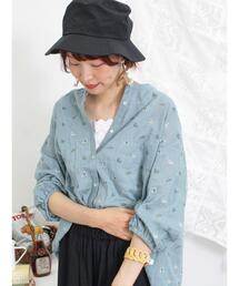 Samansa Mos2 | 小花総刺繍バンドカラーブラウス(シャツ/ブラウス)