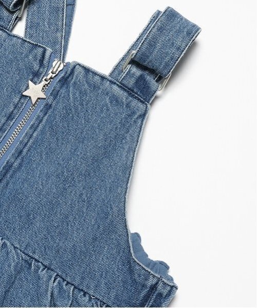 X-girl Stages（エックスガールステージス）の「フロントジップカーゴジャンパースカート（ジャンパースカート・キッズ・カーキ/ブルー・140cm/130cm/120cm/110cm/100cm/90cm/80ｃｍ）」の6枚目の写真